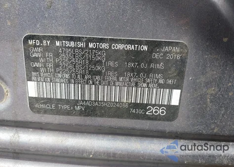 2017 Mitsubishi Outlander Sel из США, поврежденный, VIN JA4AD3A35HZ024086